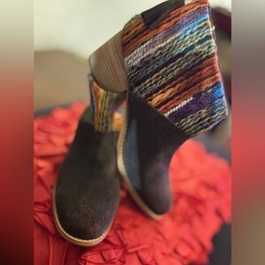 Toms brown suede booties 3 inch heel